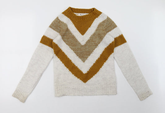 Sainsburys Womens White Striped  Pullover Sweatshirt Size 6