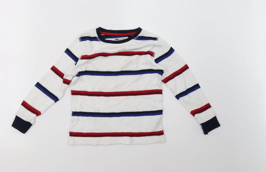 NEXT Boys White Striped  Pullover Sweatshirt Size 5 Years