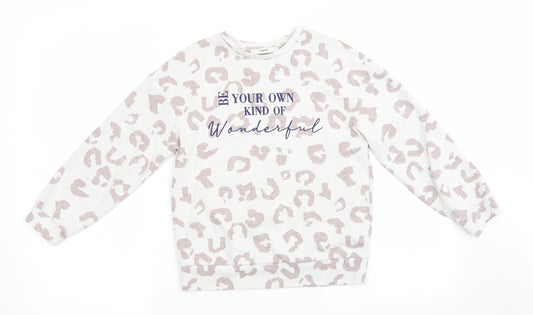 George Girls Ivory Animal Print  Pullover Sweatshirt Size 8-9 Years  - Be your own kind of wonderful Beige Blue