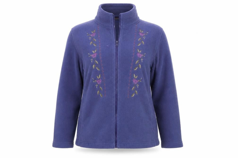 Easy Essential Womens Blue Floral  Full Zip Jumper Size L