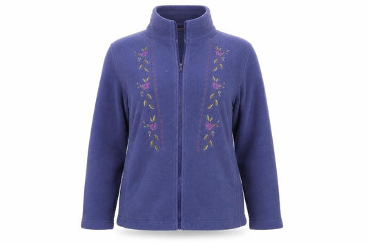 Easy Essential Womens Blue Floral  Full Zip Jumper Size L