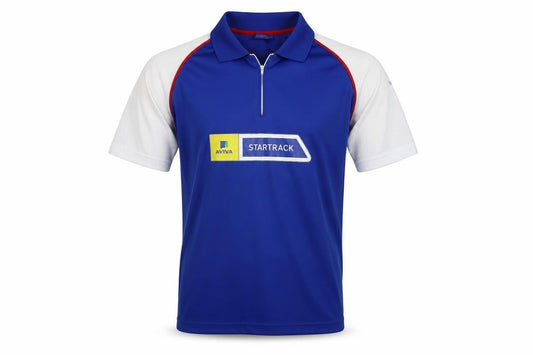 UKA Academy Mens Blue Colourblock  Basic Polo Size M