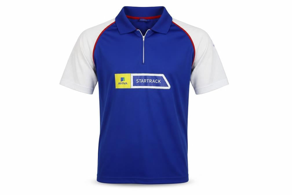 UKA Academy Mens Blue Colourblock  Basic Polo Size M