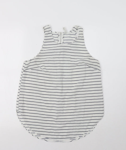 Stradivarius Womens White Striped  Basic Tank Size L