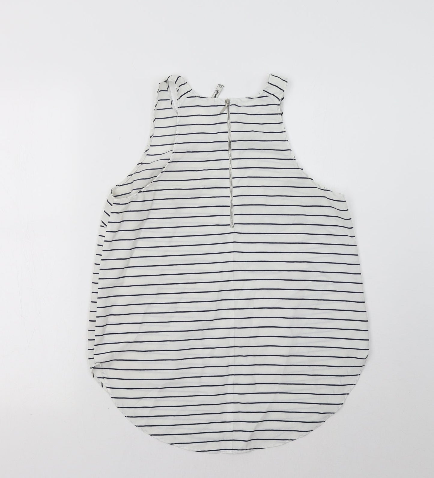 Stradivarius Womens White Striped  Basic Tank Size L