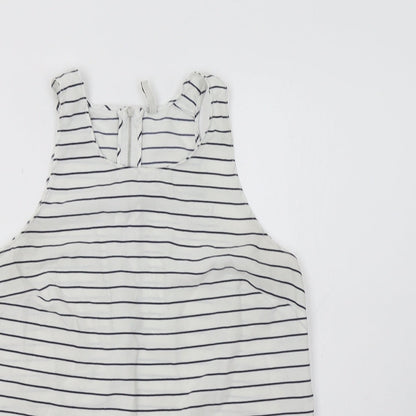 Stradivarius Womens White Striped  Basic Tank Size L