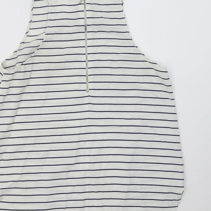 Stradivarius Womens White Striped  Basic Tank Size L