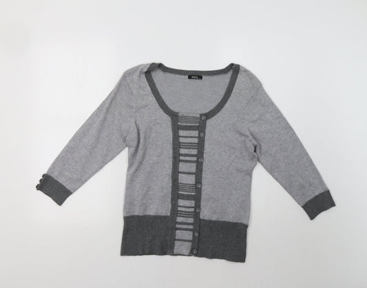 M&Co Womens Grey Striped  Pullover Jumper Size M