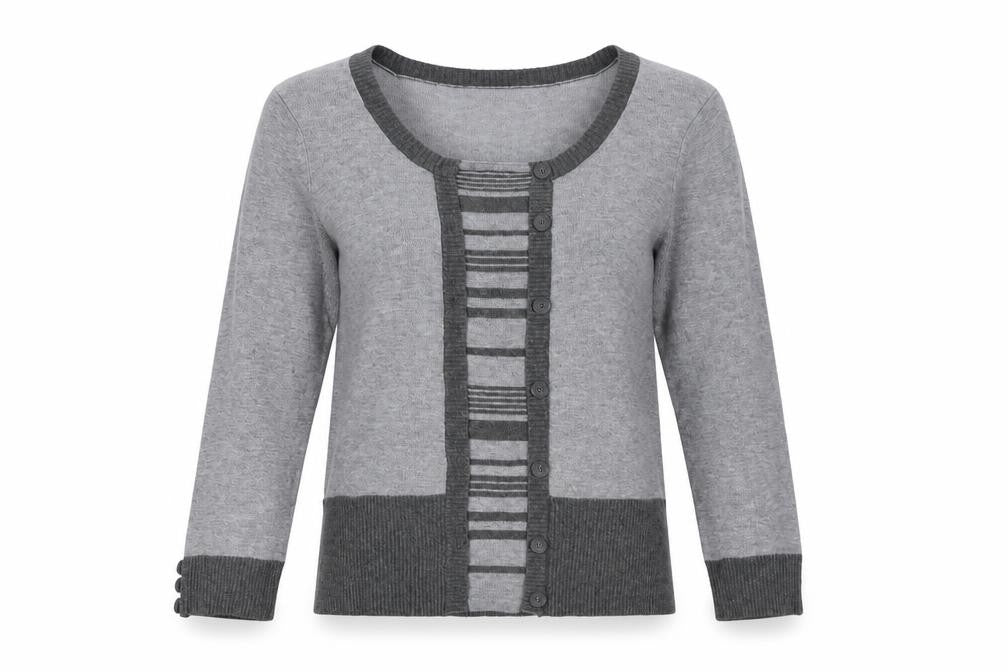 M&Co Womens Grey Striped  Pullover Jumper Size M