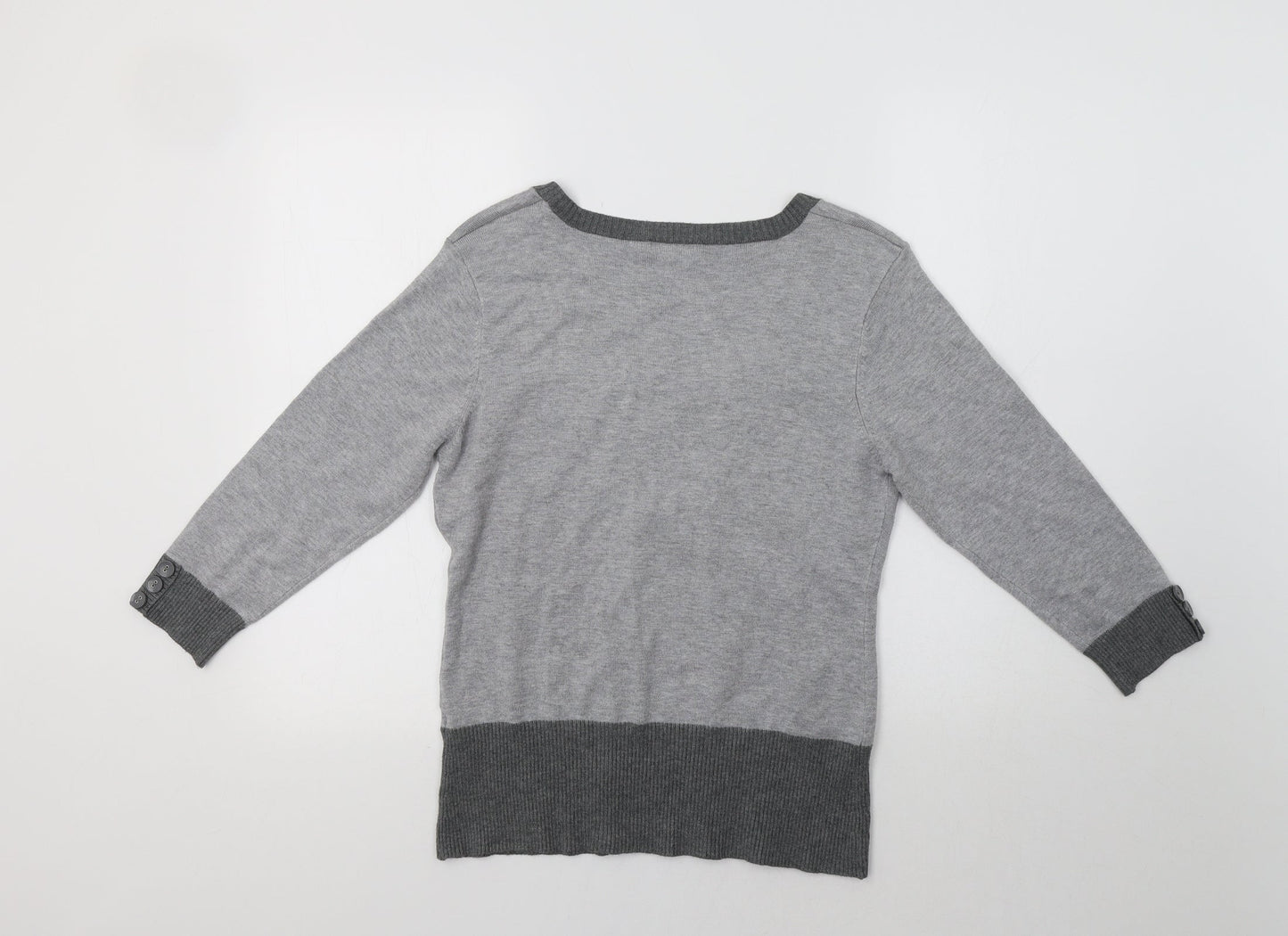 M&Co Womens Grey Striped  Pullover Jumper Size M
