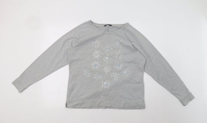 Marks & Spencer Womens Grey   Pullover Sweatshirt Size 14  - Snow Flakes