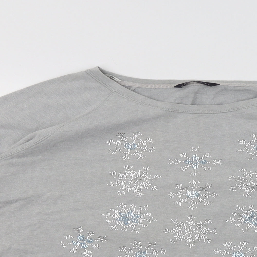 M&S Womens Grey   Pullover Sweatshirt Size 14  - Snow Flakes