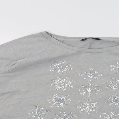 Marks & Spencer Womens Grey   Pullover Sweatshirt Size 14  - Snow Flakes