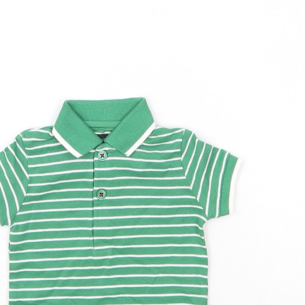 BY Very Baby Green Striped  Basic Polo Size 0-3 Months
