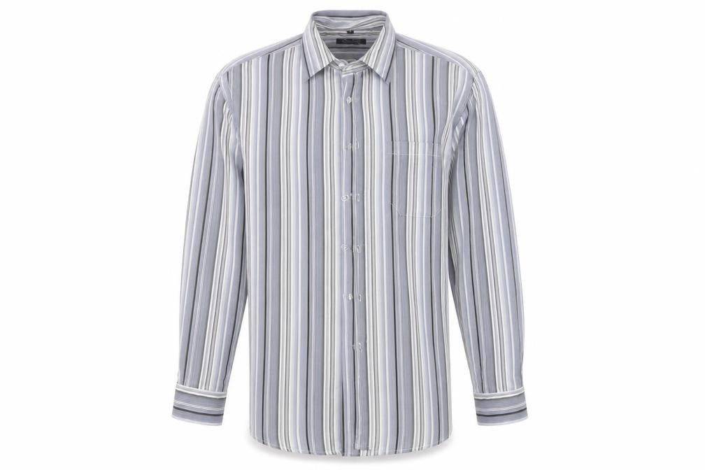 Simon Clark Mens Grey Striped   Button-Up Size XL