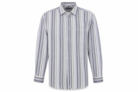 Simon Clark Mens Grey Striped   Button-Up Size XL