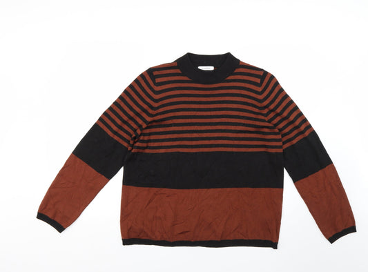 marks Womens Brown Geometric  Pullover Jumper Size 16
