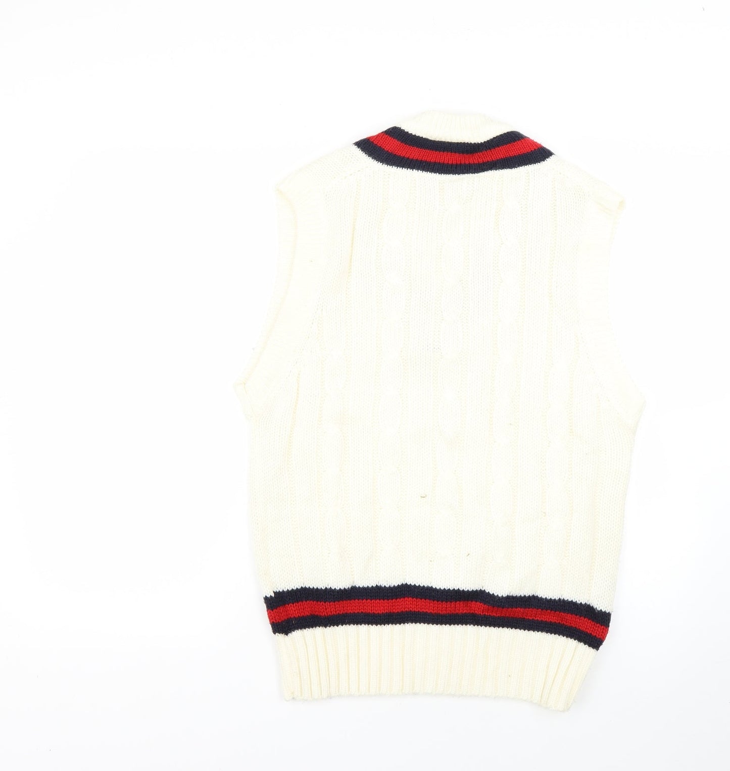 prest Mens White Striped  Pullover Jumper