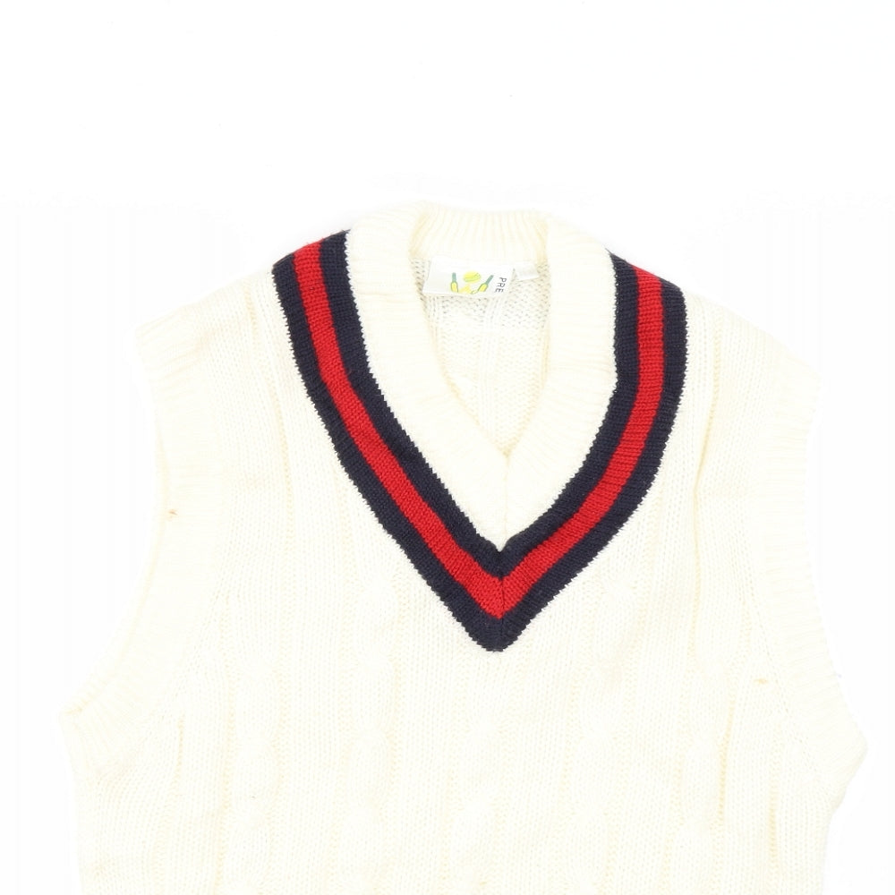 prest Mens White Striped  Pullover Jumper