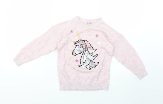 TU Girls Purple Geometric  Pullover Jumper Size 8 Years