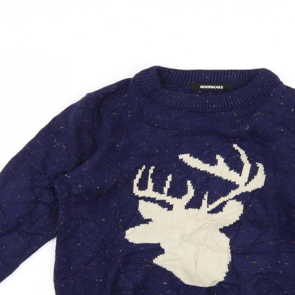 Goodsouls Mens Blue   Pullover Jumper Size S