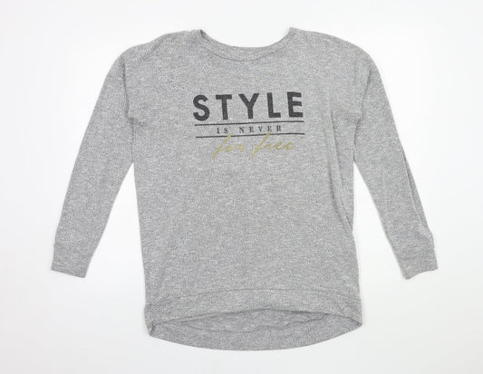 New Look Womens Grey  Jersey Pullover Sweatshirt Size 6  - Style