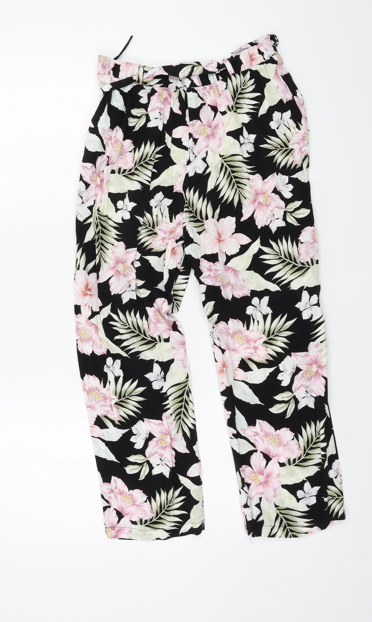 New Look Womens Black Floral  Trousers  Size 6 L20 in