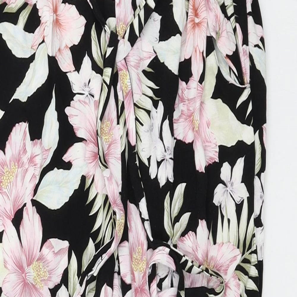 New Look Womens Black Floral  Trousers  Size 6 L20 in