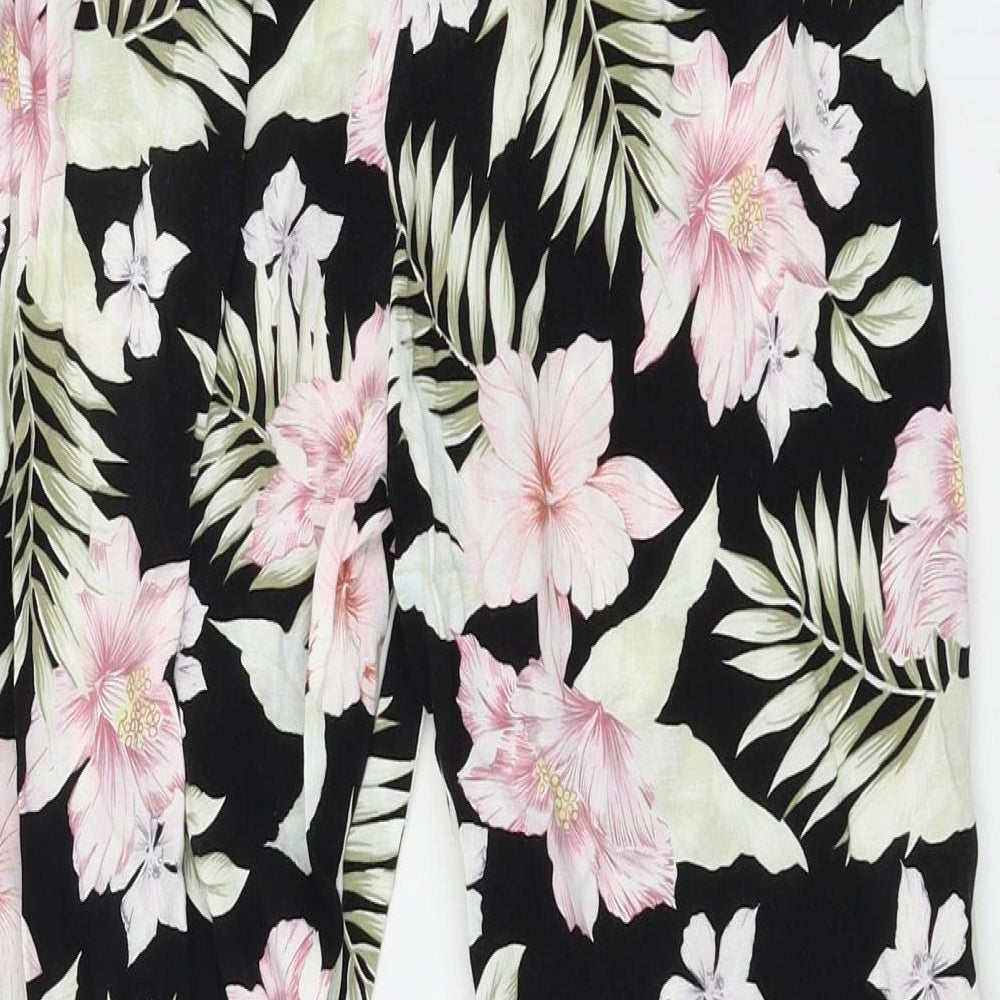 New Look Womens Black Floral  Trousers  Size 6 L20 in