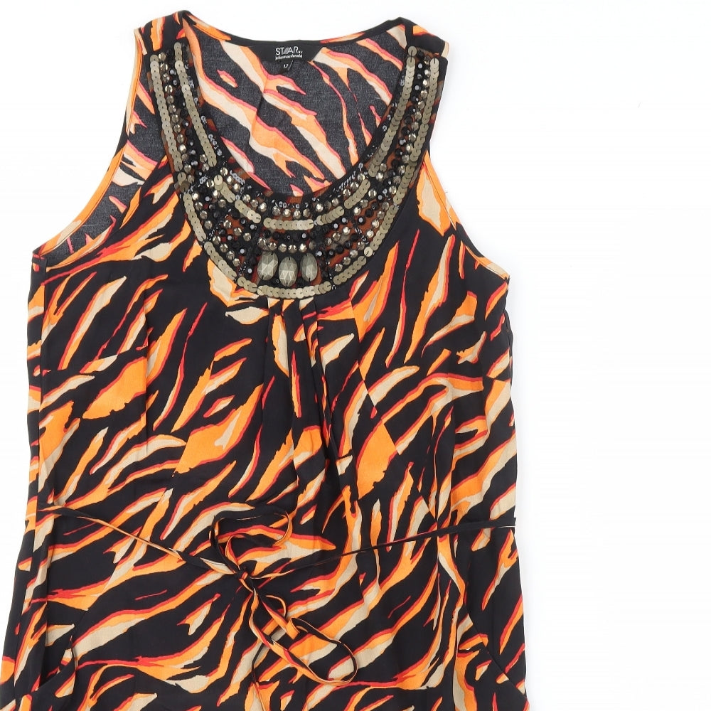 Julien Macdonald Womens Black Animal Print  Shift  Size 12