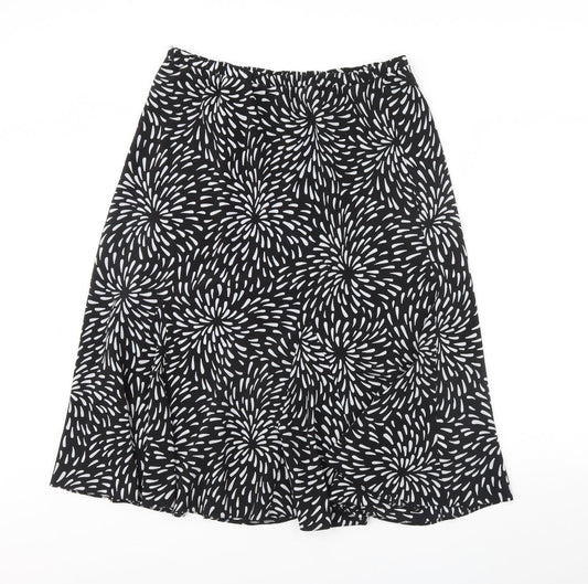 Preworn Womens Black Geometric  Flare Skirt Size 34 in