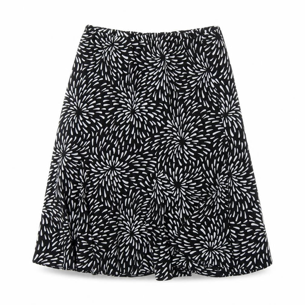 Preworn Womens Black Geometric  Flare Skirt Size 34 in