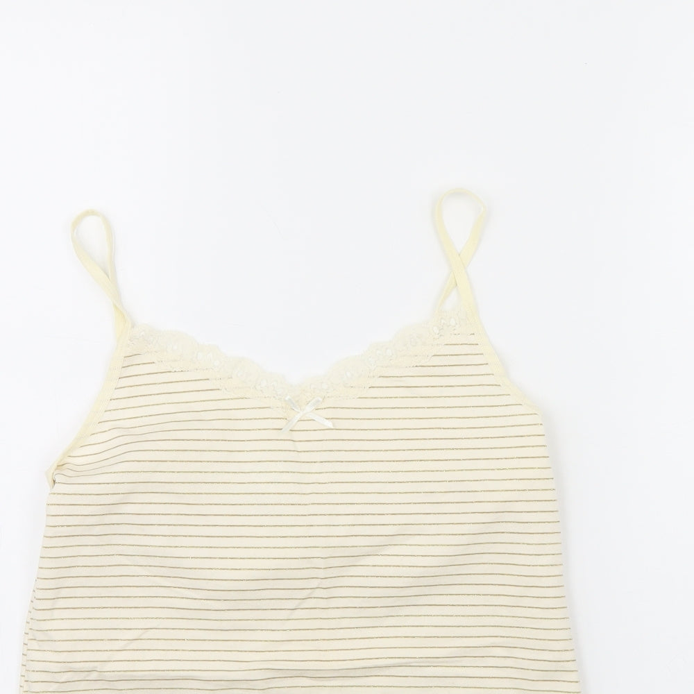 Preworn Womens Ivory Striped  Basic Tank Size 14