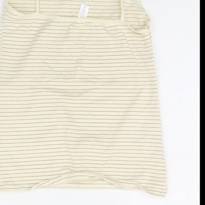 Preworn Womens Ivory Striped  Basic Tank Size 14
