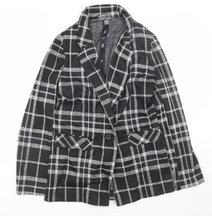 Primark Womens Black Plaid  Jacket Suit Size 8