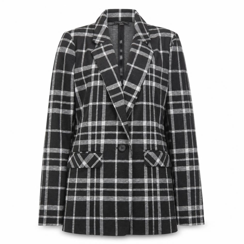 Primark Womens Black Plaid  Jacket Suit Size 8