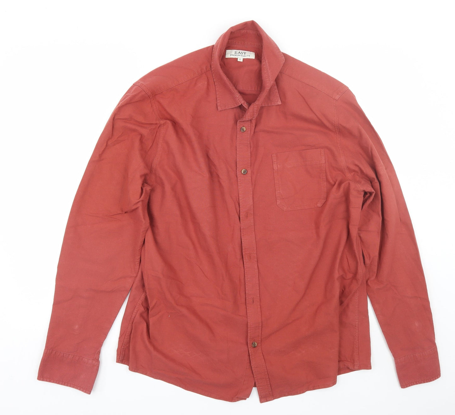 Easy Mens Red    Button-Up Size L