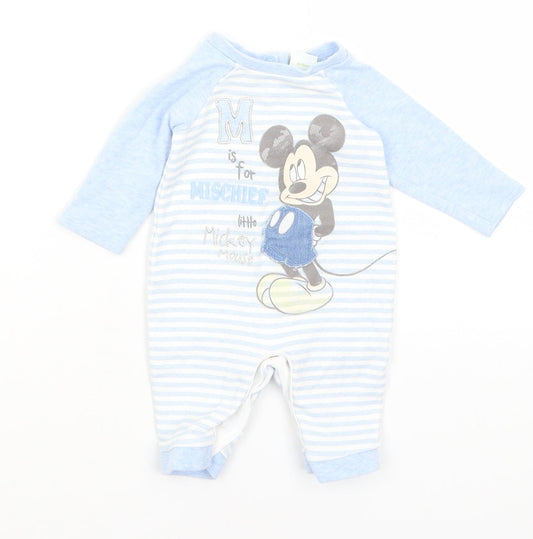Disney Baby Baby Blue Striped  Babygrow One-Piece Size Newborn  - Mickey Mouse