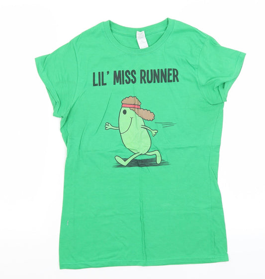 Gildan Womens Green   Basic T-Shirt Size M  - Lil' Miss Runner