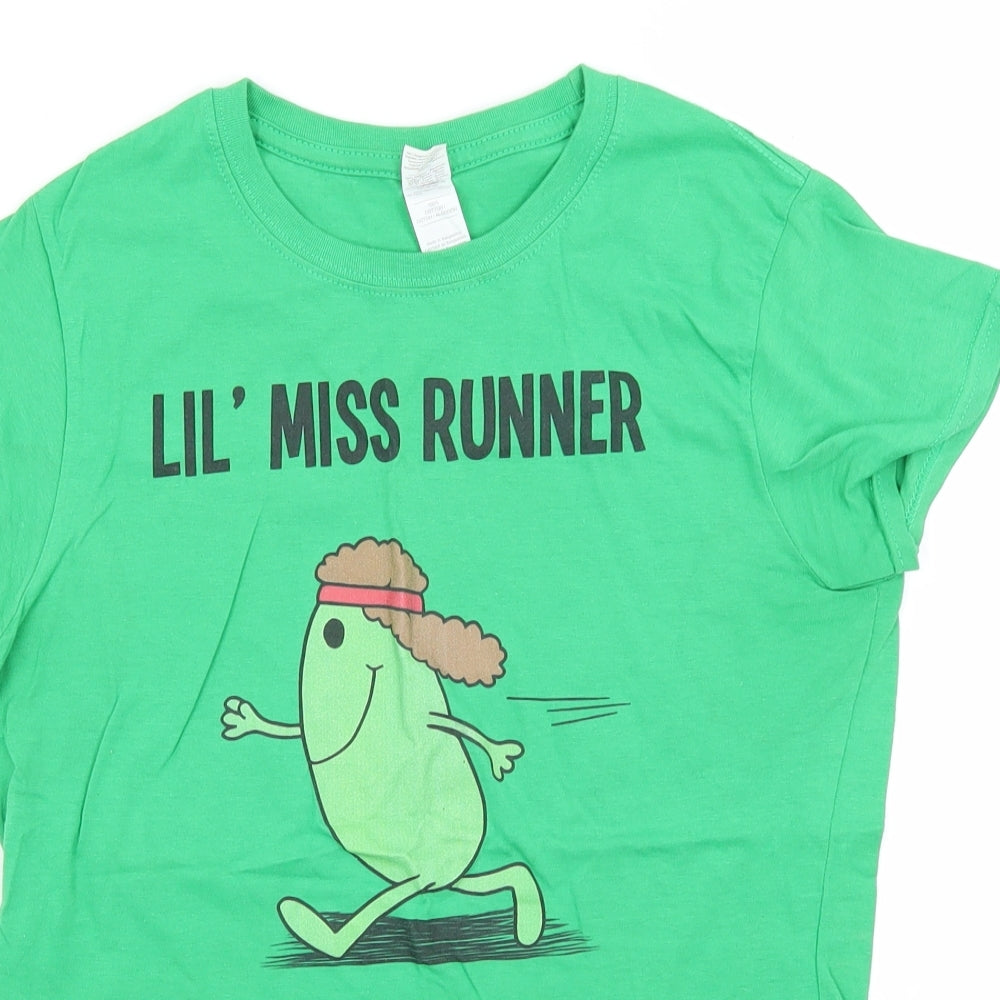 Gildan Womens Green   Basic T-Shirt Size M  - Lil' Miss Runner