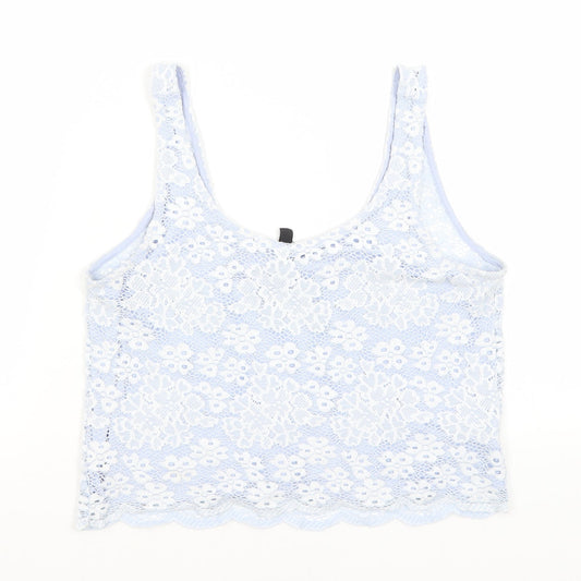 Topshop Womens Blue Floral  Cropped Tank Size 6