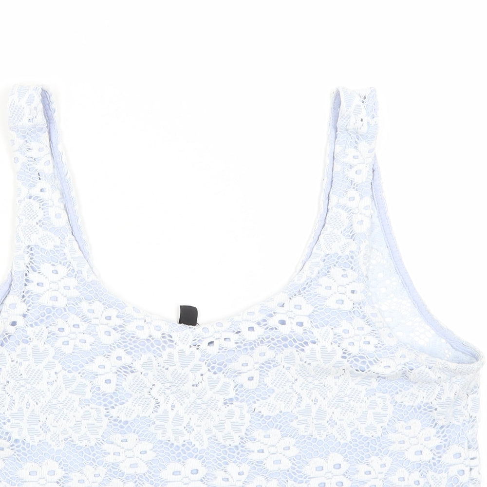Topshop Womens Blue Floral  Cropped Tank Size 6