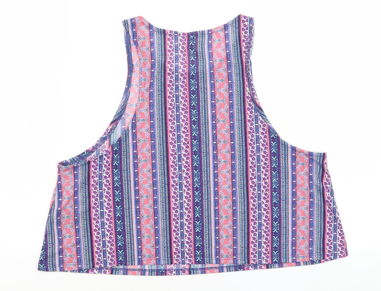 Divided Womens Blue Striped  Cropped Tank Size M
