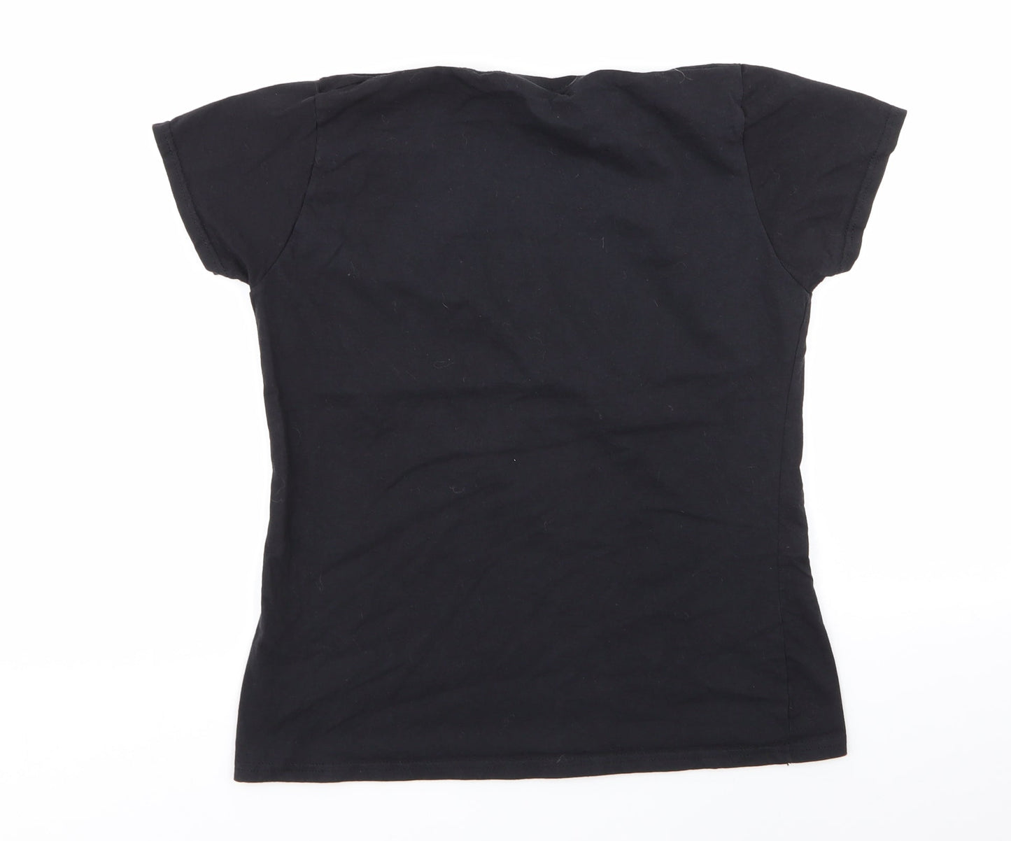 Fruit of the Loom Womens Black Geometric  Basic T-Shirt Size L