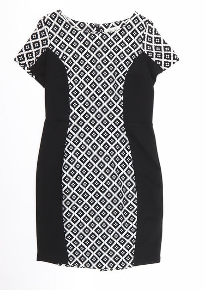 Peacocks Womens Multicoloured Geometric  Fit & Flare  Size 12