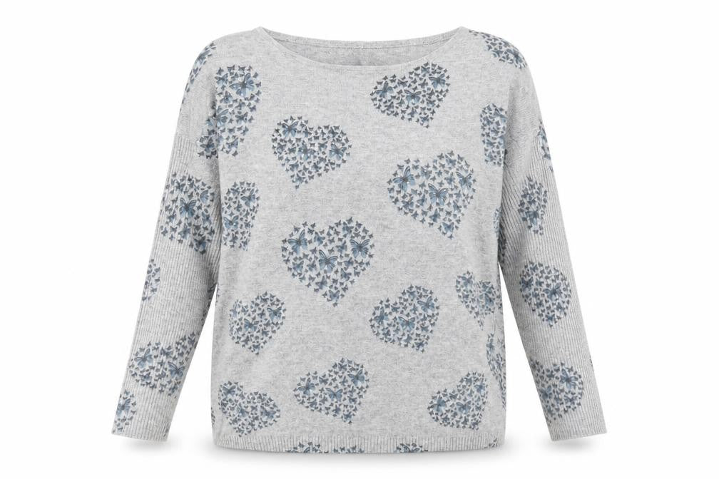 QED London Womens Grey Geometric  Pullover Jumper Size S