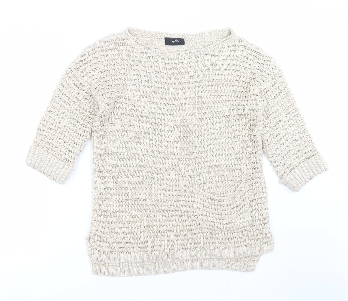Wallis Womens Beige  Knit Pullover Jumper Size S  - open knit
