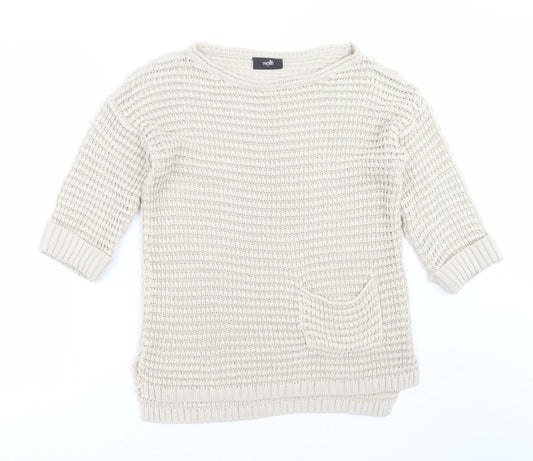 Wallis Womens Beige  Knit Pullover Jumper Size S  - open knit
