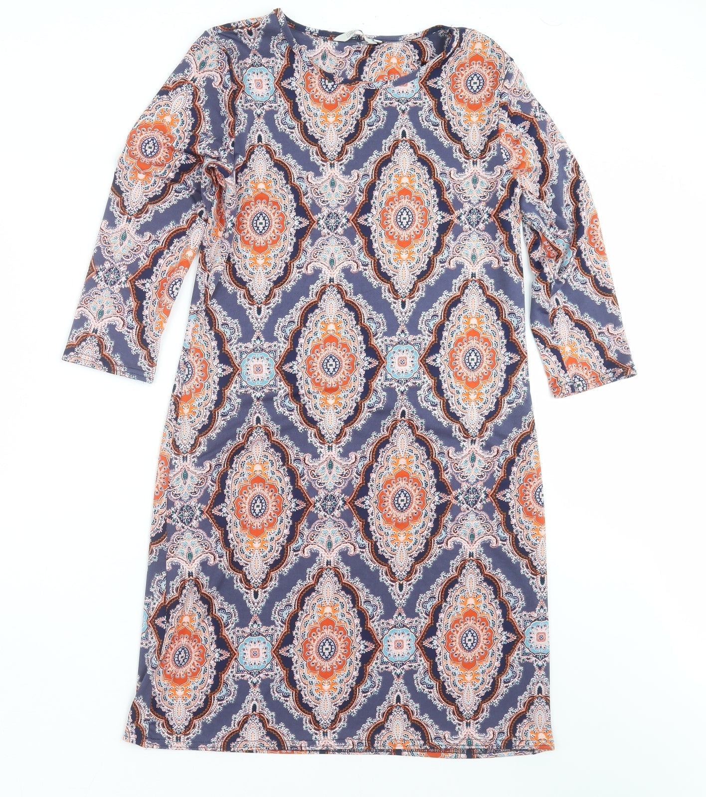 Peacocks Womens Blue Geometric  Shift  Size 10