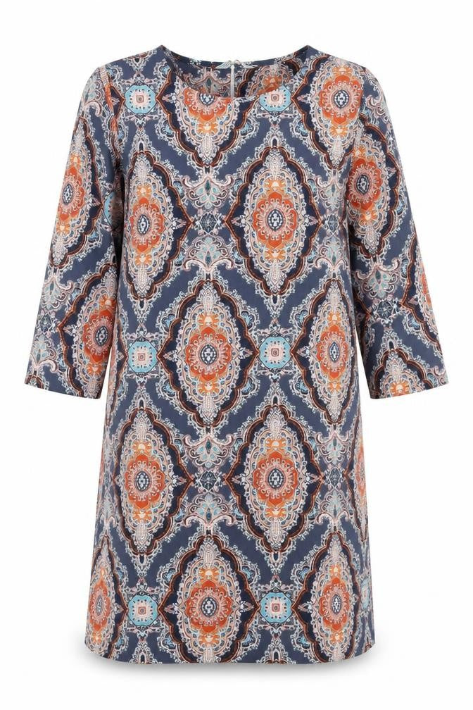 Peacocks Womens Blue Geometric  Shift  Size 10